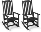 Outdoor Rocking Chairs Set of 2, Oversized All Weather High Back Porch Rocker, Patio Rockers for Outside