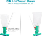 POOLWHALE Upgrades Pool Spa Pond Mini Jet Vac Vacuum Cleaner w/Brush, Bag,6 Sections Telescopic Pole of 56.5" and Handle