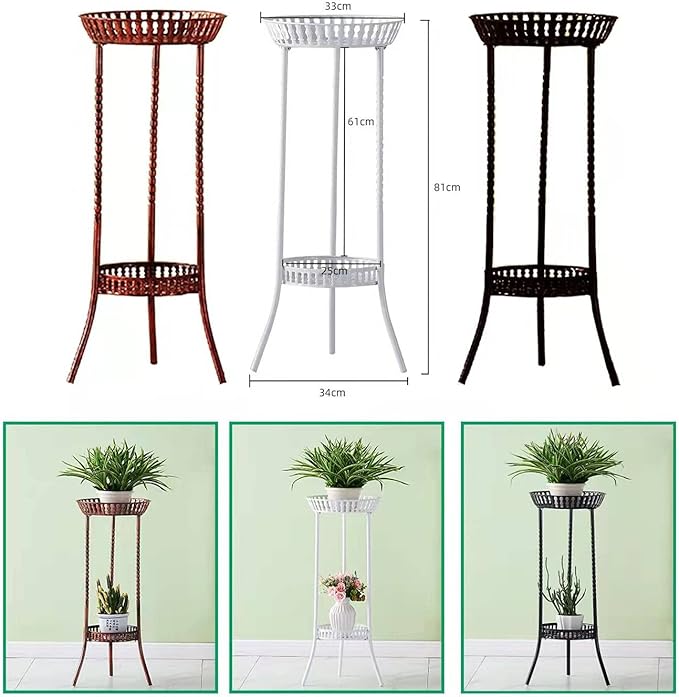 YANMENG Metal Iron High Plant Stand Indoor Outdoor, Sturdy Planter Stand, Corner Display Shelf, Weight Capacity 50 lbs(32in, Black)