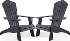 Psilvam Adirondack Chair, Oversized Poly Lumber Fire Pit Chair with Cup Holder, 350Lbs Support Patio Chairs for Garden, Weather Resistant Outdoors Seating, Relaxing Gift for Father & Mother (2, Black)