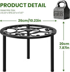 TOSKING Heavy Duty Metal Plant Stands - 10-inch Decorative Round Plant Stand, Adjustable Leveling Feet & Rust-Resistant Finish for Indoor/Outdoor Use