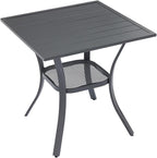 VICLLAX Small Square Outdoor Patio Table, All Weather Metal Outdoor Dining Table for Lawn Garden, 27.5"x 27.5" Patio Table for Outside, Grey