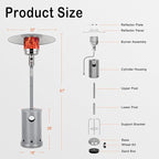 Hykolity 50,000 BTU Patio Heater with Sand Box, Table Design, Double-Layer Stainless Steel Burner, Wheels, Tip-over Protection System, Outdoor Heater for Home and Residential, Silver
