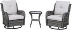 HUMMUH Outdoor Furniture Patio Furniture Set 6 Pieces Wicker Outdoor Sectional Sofa with Swivel Rocking Chairs,Patio Ottomans,Side Table