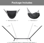 SUNCREAT 2-in-1 Hammocks Convertible Portable Double Hammock with Stand Included, Outdoor Hammock and Stand, Patent Pending, Dark Grey