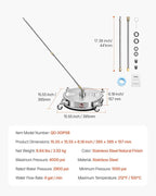 VEVOR 15" Pressure Washer Surface Cleaner, Stainless Steel Pressure Washer Attachments with 4 Wheels, 4000 Max PSI, 1/4 Quick Connector, 2 Spray Nozzles, 2 Extended Wands for Concrete, Patio, Deck