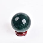 JIC Gem Small Natural Fluorite Crystal Ball Green Purple Quartz Healing Gemstone Sphere with Decorative Wooden Stand for Meditation,Home Decoration Christmas Day Gifts (60-70mm)