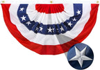 2x4 Ft American Pleated Fan Flag Bunting,Patriotic Bunting Embroidered Stars for Outside,Red White and Blue Decorations for 4th of July Independence Day Memorial Day 1pcs