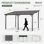 Aoxun 10’x 14’ Gazebo, Wall Mounted Gazebos Pergola on Clearance, Outdoor Patio, Large Wall-Mounted Heavy Duty Awnings for Patio, Decks, Backyard