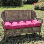RSH DECOR Sunbrella Tufted Wicker Loveseat Cushion | 44” x 22" | Water and Fade-Resistant Performance Fabric | Outdoor Settee Cushion for Patio Furniture | Made in USA (Canvas Navy Blue)