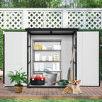 5x3 FT Resin Outdoor Storage Shed with Floor, Waterproof Resin Cabinet with Lockable Door, Outside Plastic Tool Garden Sheds for Backyard Lawn Patio Furniture, Bikes, Accessories, Black