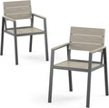Outdoor Patio Dining Chairs Set of 2, Aluminum & HDPE All-Weather for Deck, Lawn, Backyard, Pool and Indoor Use (Classic Gray