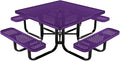 COATEDOUTDOORFURNITURE Heavy-Duty Portable Outdoor Kids Table with Umbrella Hole, Punched Steel Kids Picnic Table, Commercial-Grade, Made in America (46 in, Square, Childrens, Purple)
