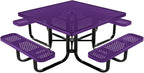 COATEDOUTDOORFURNITURE Heavy-Duty Portable Outdoor Kids Table with Umbrella Hole, Punched Steel Kids Picnic Table, Commercial-Grade, Made in America (46 in, Square, Childrens, Purple)