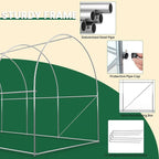 Walk-in Greenhouse 10×7×7FT, Outdoor Tunnel Greenhouse, Large Plant Hoop House for Outside, Hot House for Winter with 6 Ventilated Mesh Windows, Galvanized Steel Frame (Green, 10×7×7FT)