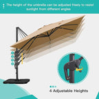Sunnyglade 10x10Ft Cantilever Patio Umbrella Square Deluxe Offset Umbrella 360°Rotation & Integrated Tilting System Heavy Duty Patio Hanging Umbrella for Market Garden Deck Pool Backyard Patio (Tan)