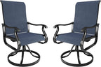 Amopatio Patio Swivel Chairs Set of 2, Outdoor Swivel Rocker Dining Chairs with All Weather Textilene High Back & Metal Frame, for Backyard Deck Lawn Garden, Navy Blue