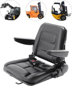 Lawn Mower Seat, Garden Tractor Seat, Tractor Suspension Seat, PVC Tractor Seats Universal Fold Down Forklift Seat with Adjustable Angle Back, Armrest and Safety Belt