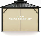 Gazebo Universal Replacement Privacy Curtain – Hugline 10' x 10' Gazebo Side Wall Outdoor Privacy Panel with Zipper (Beige)
