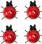 Metal Garden Decor for Outside Cute Ladybugs Yard Art Lawn Ornaments Wall Sculptures & Statues Outdoor Fence Decorations for Patio - Set of 4
