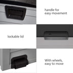 75 Gallon Resin Deck Box, Waterproof Outdoor Storage Box with Wheels, Lockable Lid and Handles, Large Deck Storage for Outdoor Gear, Patio Furniture Cushion, Gardening Tools, Black