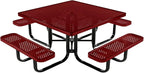 COATEDOUTDOORFURNITURE Heavy-Duty Portable Outdoor Kids Table with Umbrella Hole, Punched Steel Kids Picnic Table, Commercial-Grade, Made in America (46 in, Square, Childrens, Textured Burgundy)