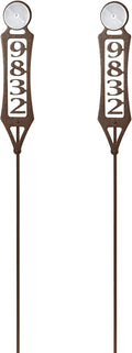 Pathways Vertical Custom Reflective Driveway Marker Set of Two | Personalize with 1-5 House Numbers or Last Name | Weathered Bronze Finish for Outdoors Year-Round | Address Reflector Stake Set