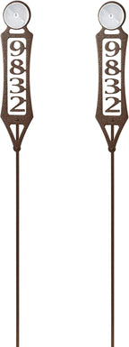 Pathways Vertical Custom Reflective Driveway Marker Set of Two | Personalize with 1-5 House Numbers or Last Name | Weathered Bronze Finish for Outdoors Year-Round | Address Reflector Stake Set