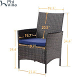 PHI VILLA Outdoor Wicker Dining Chairs Set of 6, Modern PE Rattan Armchair with Cushions for Patio, Deck, Yard, Porch