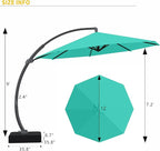 Kingdura 12ft Offset Cantilever Patio Umbrella with Base Included, Large Round Aluminum Outdoor Umbrella, 360° Rotation & Infinite Tilt, Heavy Duty Frame for Deck Pool Backyard, Turquoise blue