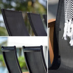 Amazonia Bahamas Armchairs| Black and Quick dry Sling Chairs | Teak Finish | Durable and Ideal for Indoors and Outdoors (Set of 4), Round 5-Piece