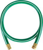 Worth Short Lead-in Green Garden Hose 5/8 in. x 6 ft. -Kink Free, No Leaking, Male/Female Fittings -Heavy Duty Durable Flexible Lightweight Water Pipe -Brass Aluminum Ends for Household & Yard Use