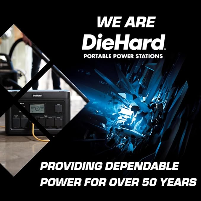DieHard Portable Power Station 2400-Watt (4800-Watt Peak) 2048Wh - Quiet Solar Generator, Lightweight Solution for Home Backup, Weather Emergencies, Outdoor Recreation, Jobsite and More