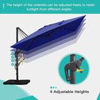 Sunnyglade 10x13Ft Cantilever Patio Umbrella Rectangular Deluxe Offset Umbrella 360°Rotation & Integrated Tilting System Patio Hanging Umbrella for Market Garden Deck Pool Backyard Patio(Navy)
