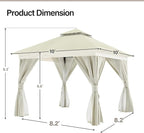 LAUSAINT HOME Outdoor Patio Gazebo 10'x10' with Expansion Bolts, Heavy Duty Gazebos Shelter Party Tent with Double Roofs, Mosquito Nettings and Privacy Screens for Backyard, Garden, Lawn, Cream White