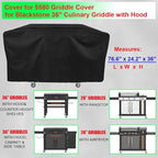 Griddle Cover for Blackstone 36" Culinary Griddle with Hood, 600D Heavy Duty Waterproof Flat Top Grill Cover for Blackstone 28" Griddle with Rangetop Airfryer