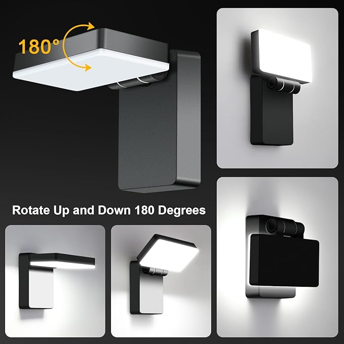 60W LED Flood Light Outdoor Wall Pack 5000K 360° Rotatable Head IP65 Waterproof 6000LM 85V-277V Commercial Flood Security Wall Mount Porch Lights for Indoor,Garage,Yard,Barn,Bedroom