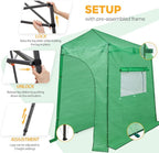 EAGLE PEAK Instant Pop-up Greenhouse, Indoor Outdoor Plant Gardening Green House, Roll-Up Zipper Doors and Side Windows, Lean-to 9x4 ft, PE Cover, Green/Clear