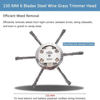 Steel Wire Grass Trimmer Head, 6 Inches Universal Steel Wire Brush Cutter Trimmer Blade for Weed Eater, Metal Wire Trimmer Head, String Trimmer Replacement Head for Lawn Care, Garden, Parking Lot
