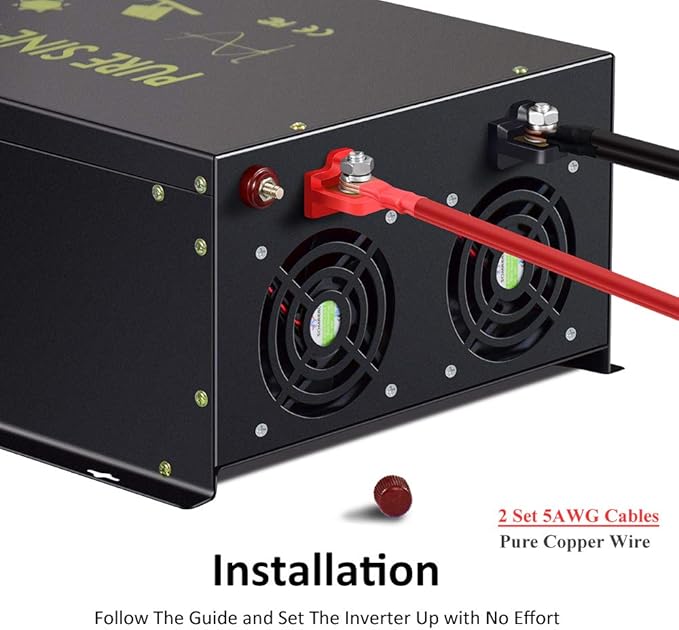 WZRELB 8000W 36V 120V Pure Sine Wave Power Inverter with 2 AC Outlets,Bipolar High-Frequency Inverter