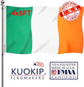 Double Sided Ireland Flag 4x6 Made in USA Outdoor Heavy Duty 3 Ply Polyester Irish Flag with White Starting Tape and 2 Brass Grommets