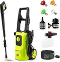 Pressure Washer Cleaner with 4 Nozzles & Foam Cannon for Driveways, Cars, Fences, Decks, Patios, and Outdoor Cleaning (Green)