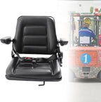 Lawn Mower Seat, Garden Tractor Seat, Tractor Suspension Seat, PVC Tractor Seats Universal Fold Down Forklift Seat with Adjustable Angle Back, Armrest and Safety Belt