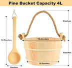 Sauna Bucket and Ladle Set,1Gallon Sauna(4 liters) Bucket and 14.5″Sauna Ladle,Sauna Accessories Handmade from Premium Pine Wood (Pine Wood 4L)
