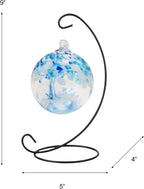 Dale Tiffany AC23215-D3 Rainbow Tree of Life Hand Blown Art Glass Ornament Witch Globe Gazing Ball, Aqua, 3" Diameter with Hanging Stand