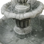 SunJet 39.3” High Modern Concrete Outdoor Water Fountain - 3 Tiered Large Floor Water Fountain and Waterfalls with Electric Pump for Garden, Patio, Yard, and Deck Decor, Featuring Natural Stone Look