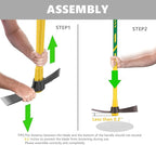 Cutter Mattock, 36" Heavy Duty Pick Axe with Forged Heat Treated Steel Blades Hoe for Weeding, Prying and Chopping, Digging Tool with Fiberglass Handle (36.3inch, Yellow)