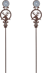 Touch of Class Pathways Reflective Driveway Marker Stake Set of Two for Outdoor Use | Buck Deer Design with Antlers | Personalized Tall Reflector Set of 2 | Weathered Bronze Durable Finish