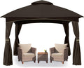 MASTERCANOPY Outdoor Patio Gazebo for Garden with Upgrade Steel Frame and Netting Walls (8x8,Brown)