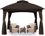 MASTERCANOPY Outdoor Patio Gazebo for Garden with Upgrade Steel Frame and Netting Walls (8x8,Brown)